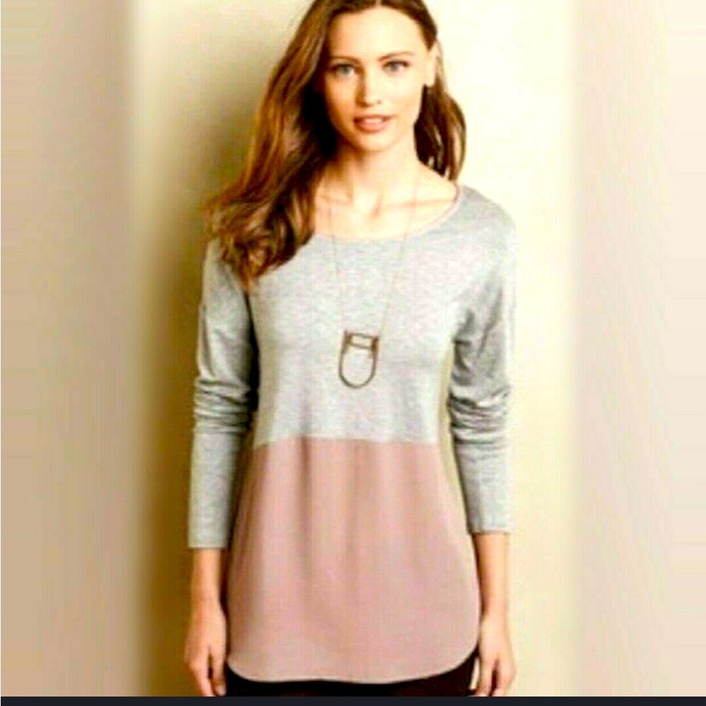 Anthropologie Meadow Rue shirt - gray/mauve long sleeve color block
